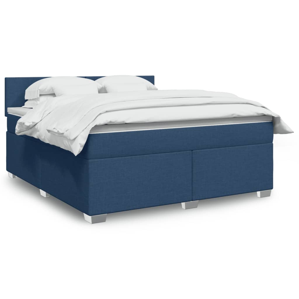 Boxspringbett mit Matratze Blau 180×200 cm Stoff