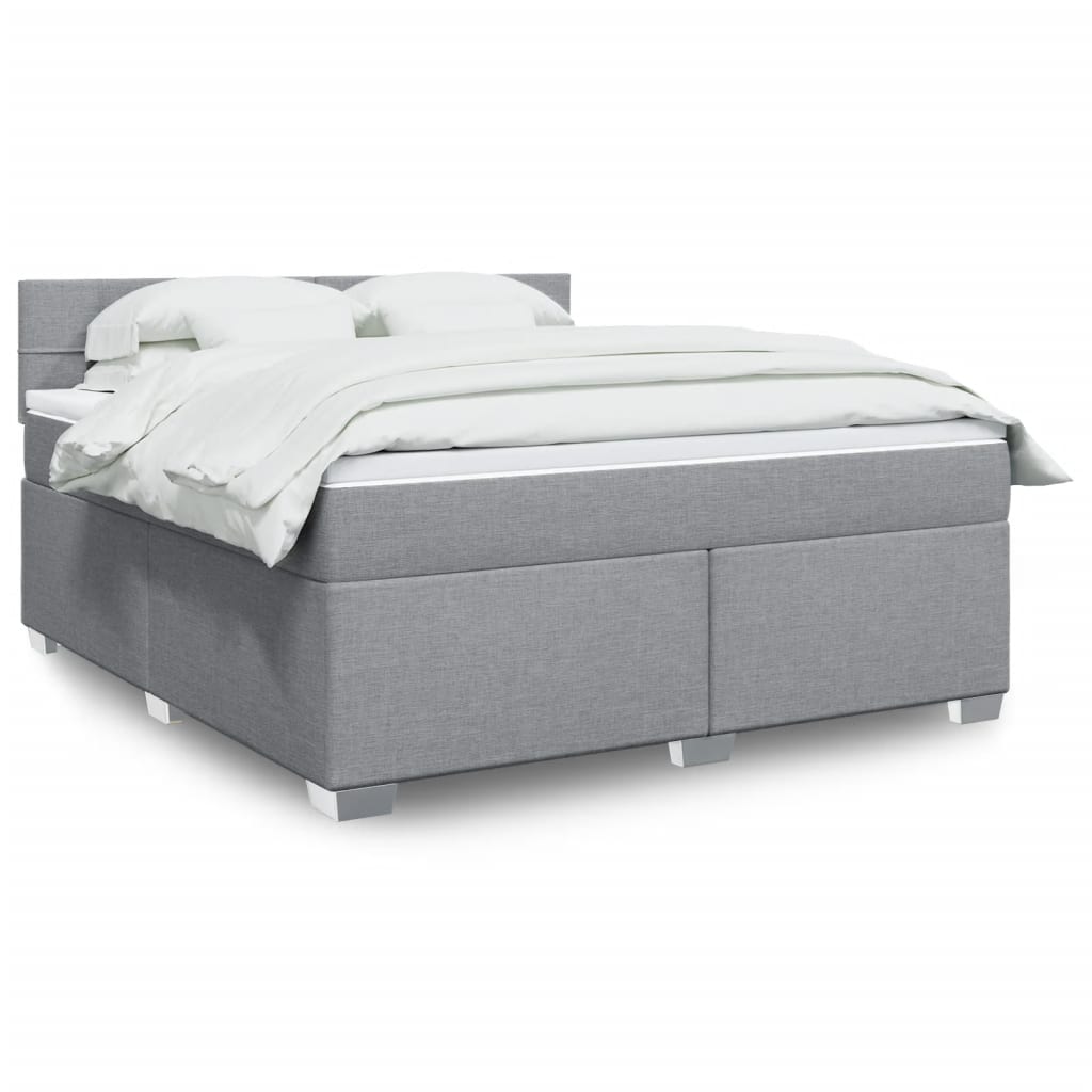 Boxspringbett mit Matratze Hellgrau 180×200 cm Stoff