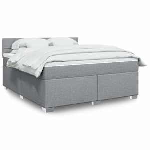 Box spring postel s matrací světle šedá 180 x 200 cm textil - obrázek 1