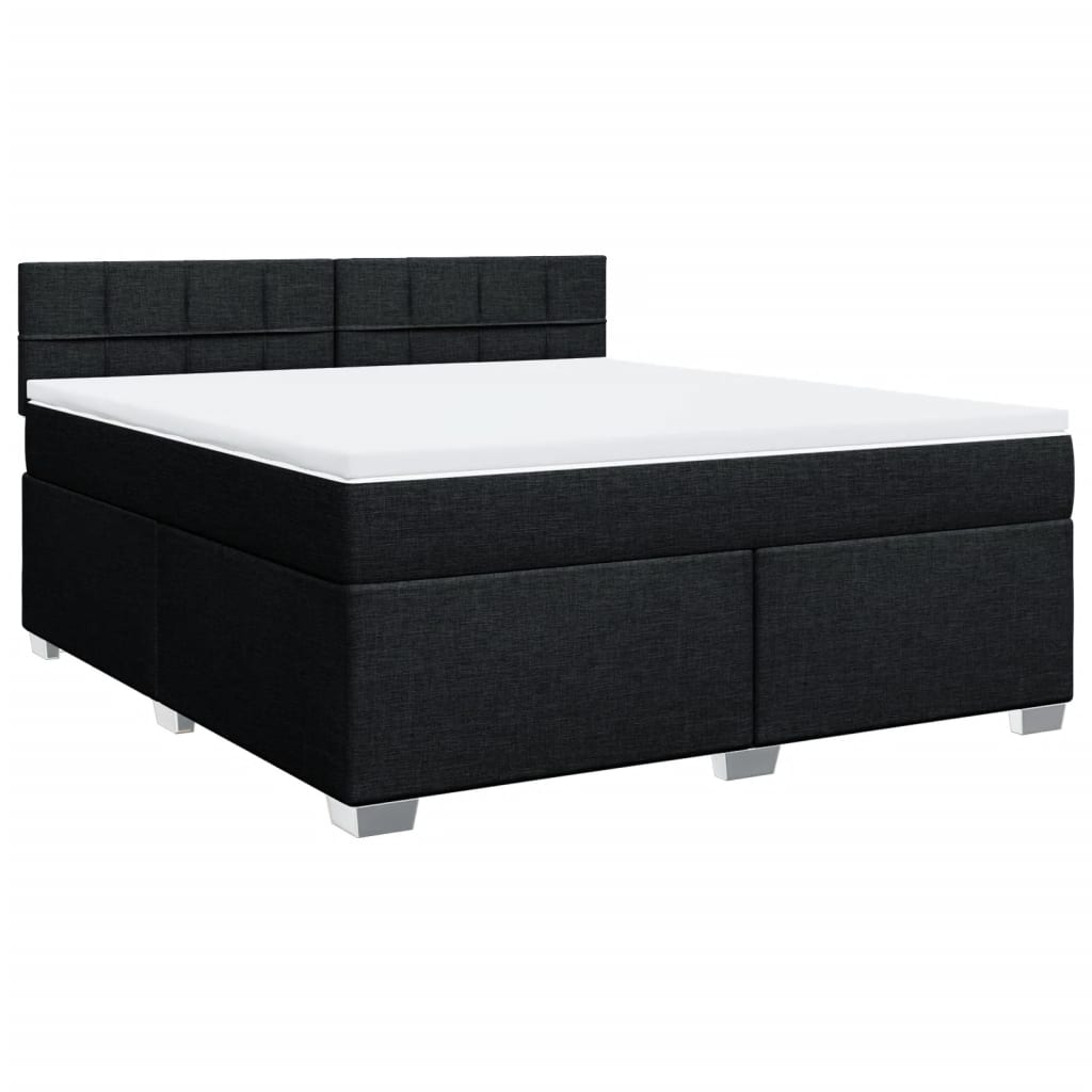 vidaXL Box spring postel s matrací černá 180x200 cm textil