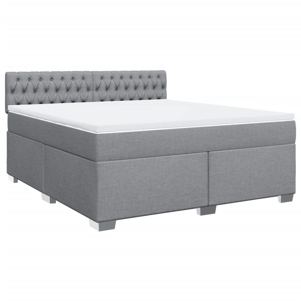 vidaXL Box spring postel s matrací světle šedá 180 x 200 cm textil