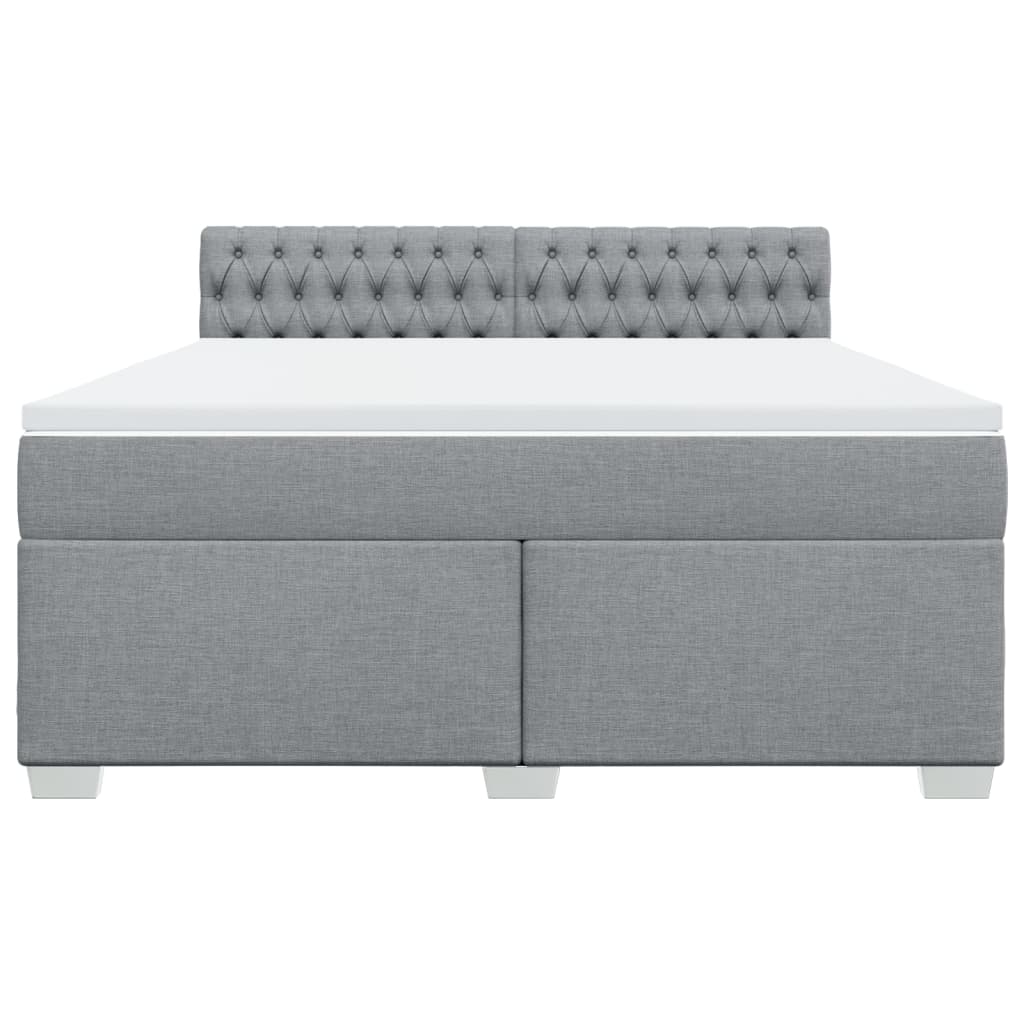 vidaXL Boxspring met matras stof lichtgrijs 180x200 cm grijs, foto 4