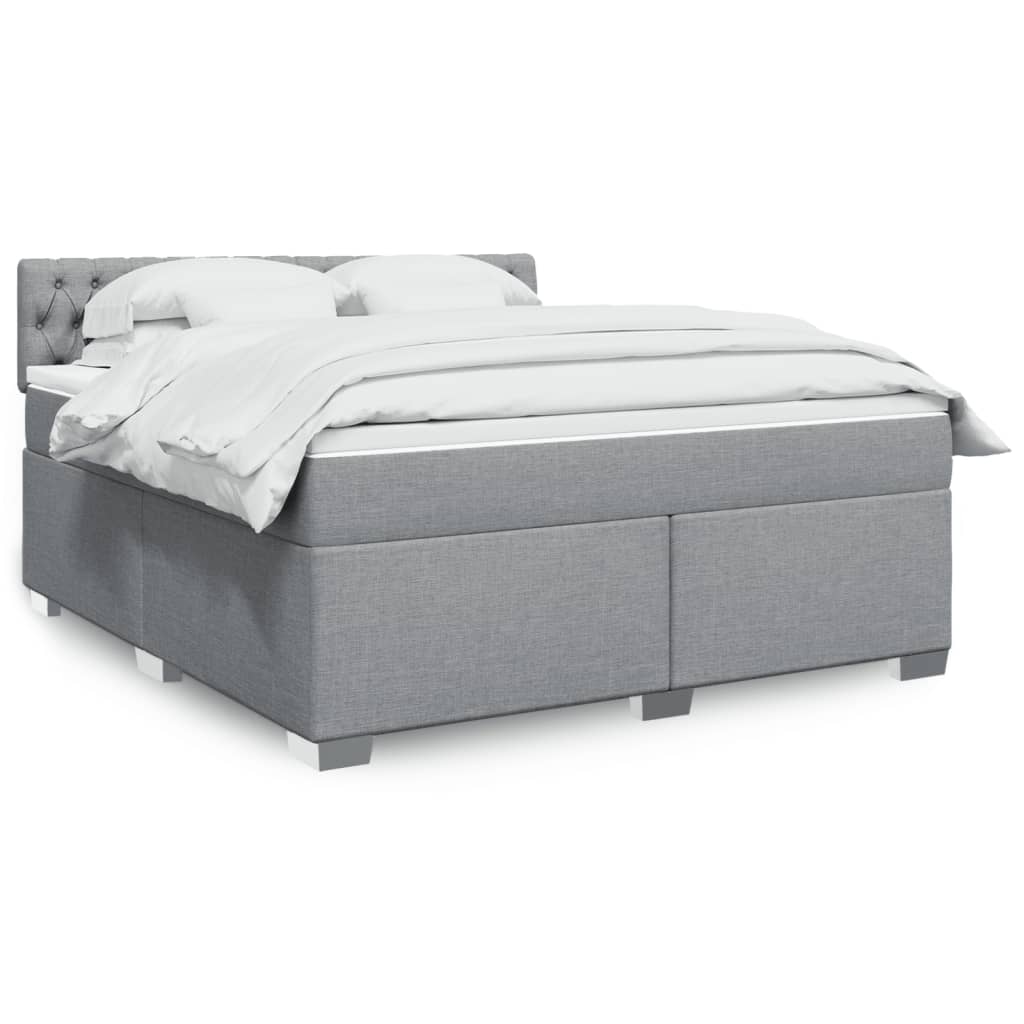 Boxspringbett mit Matratze Hellgrau 180×200 cm Stoff