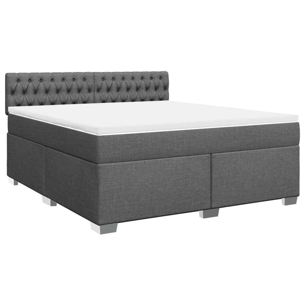 vidaXL Pat box spring cu saltea, gri închis, 180x200 cm, textil