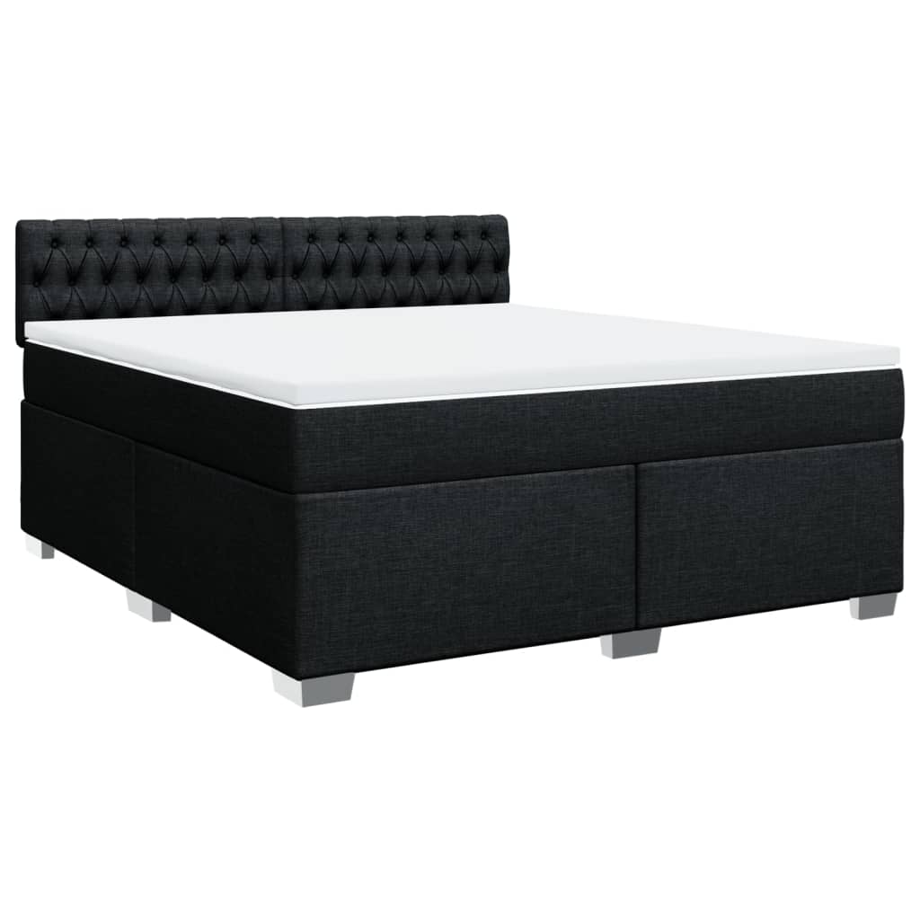 vidaXL Box spring postel s matrací černá 180x200 cm textil