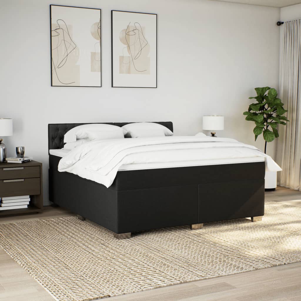 vidaXL Boxspring met matras stof zwart 180x200 cm afbeelding