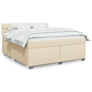 Box spring postel s matrací krémová 180x200 cm textil - obrázek 1