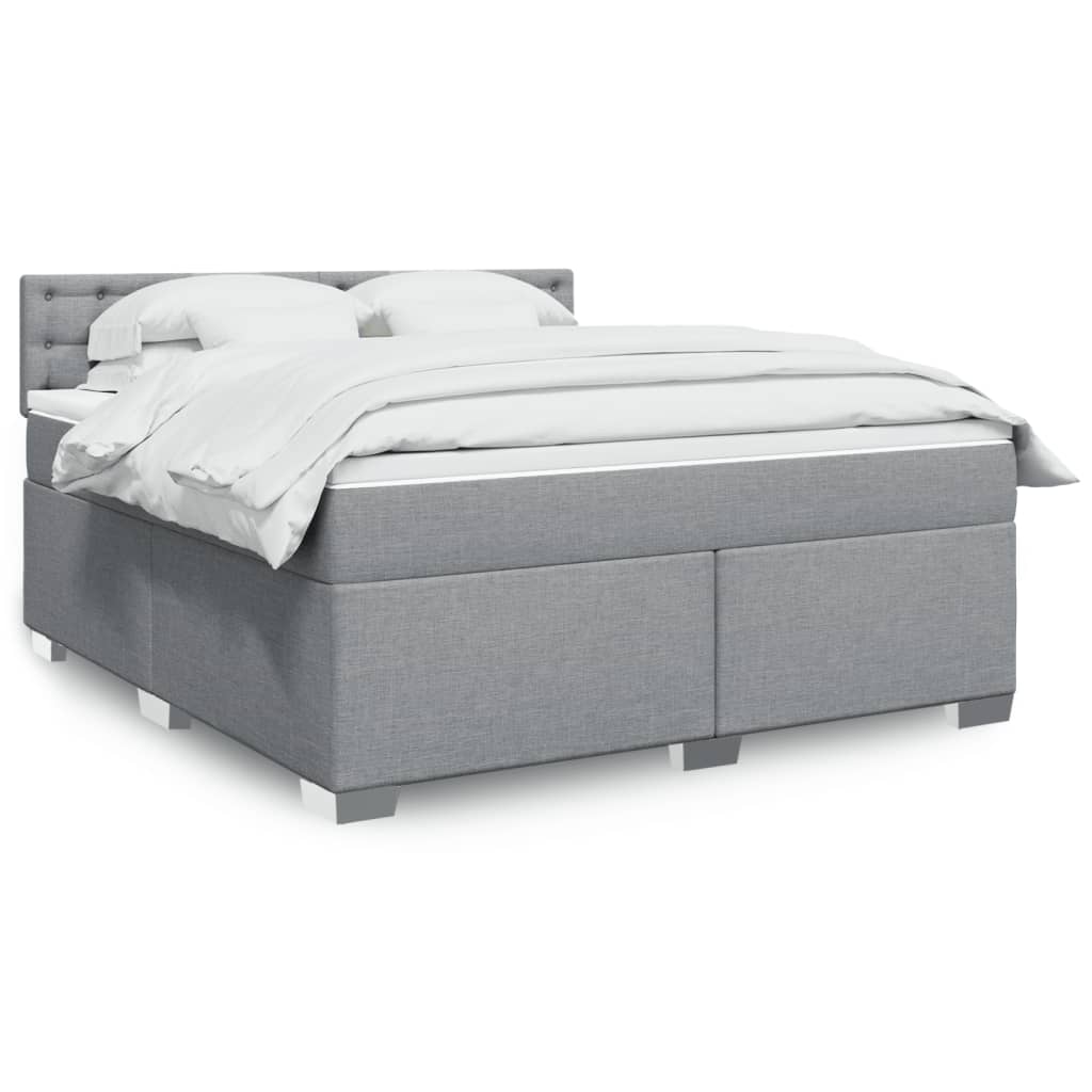 Boxspringbett mit Matratze Hellgrau 180×200 cm Stoff