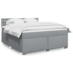 Box spring postel s matrací světle šedá 180 x 200 cm textil - obrázek 1