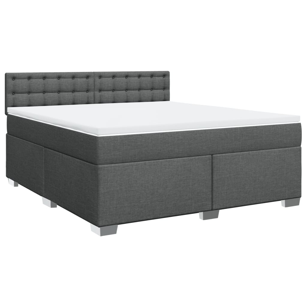 vidaXL Pat box spring cu saltea, gri închis, 180x200 cm, textil