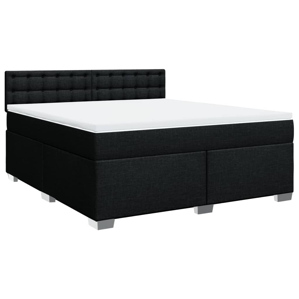 vidaXL Box spring postel s matrací černá 180x200 cm textil