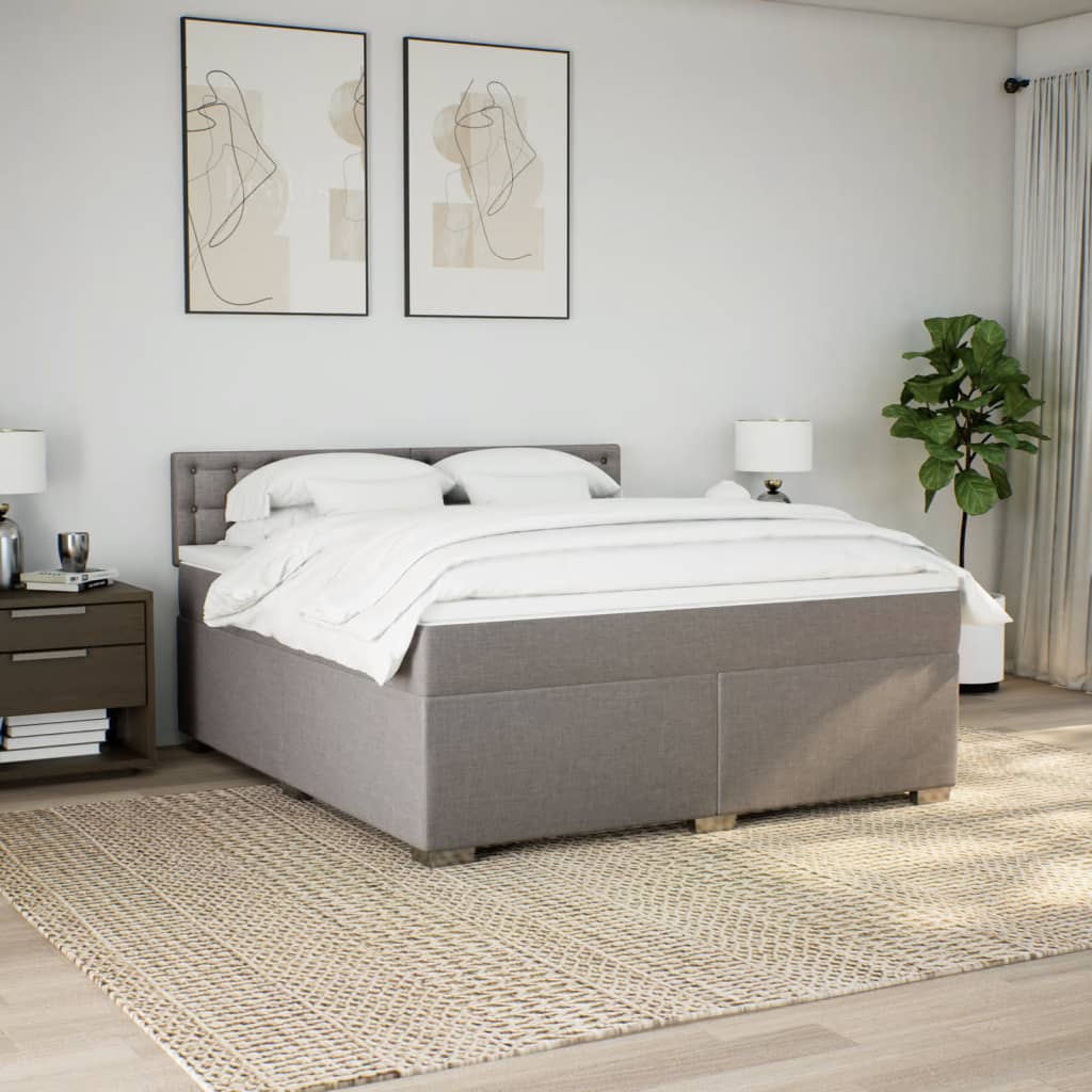 vidaXL Boxspring met matras stof taupe 180x200 cm afbeelding