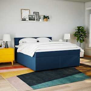 Box spring postel s matrací modrá 180x200 cm textil - obrázek 3