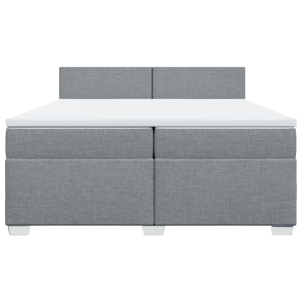 vidaXL Boxspring met matras stof lichtgrijs 200x200 cm grijs, foto 4
