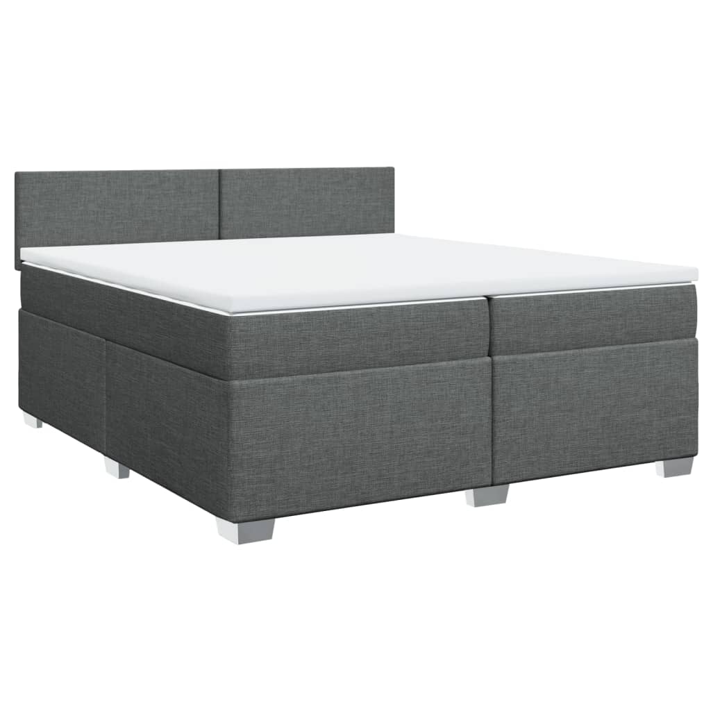vidaXL Pat box spring cu saltea, gri închis, 200x200 cm, textil