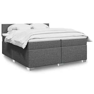 Box spring postel s matrací tmavě šedá 200x200 cm textil - obrázek 1