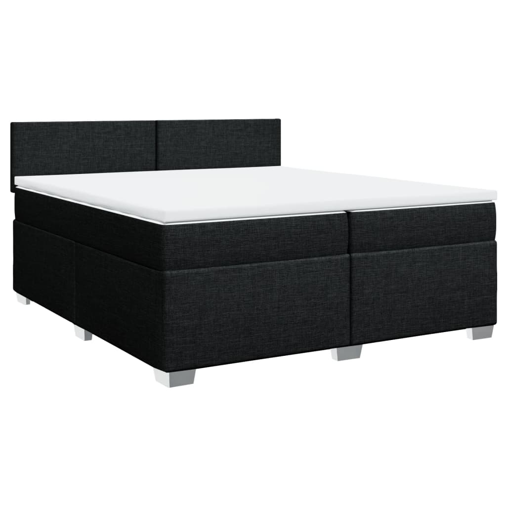 vidaXL Pat box spring cu saltea, negru, 200x200 cm, textil