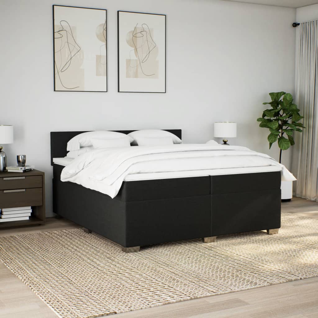 vidaXL Boxspring met matras stof zwart 200x200 cm afbeelding