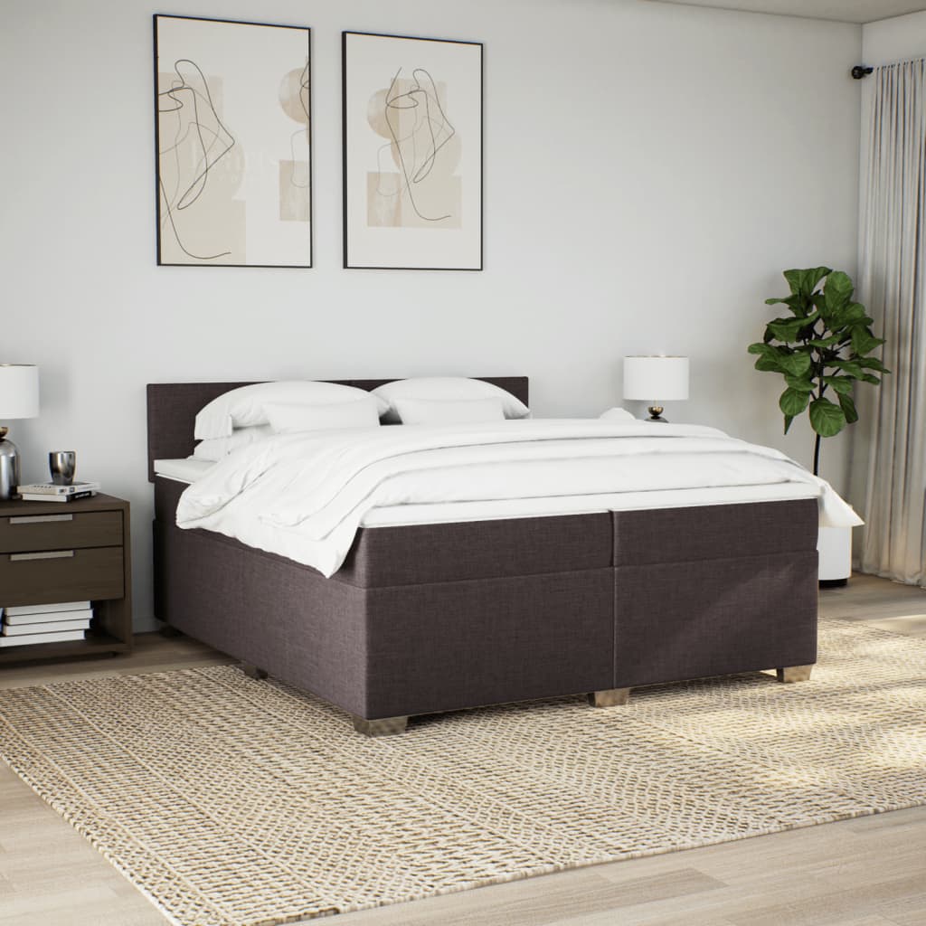 vidaXL Boxspring met matras stof donkerbruin 200x200 cm afbeelding
