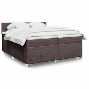 Box spring postel s matrací tmavě hnědá 200x200 cm textil - obrázek 1