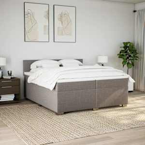 Box spring postel s matrací taupe 200x200 cm textil - obrázek 3