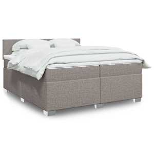 Box spring postel s matrací taupe 200x200 cm textil - obrázek 1