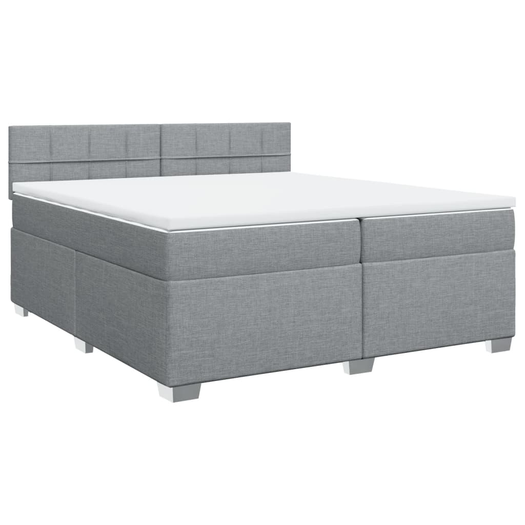 vidaXL Boxspring met matras stof lichtgrijs 200x200 cm grijs, foto 3