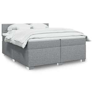 Box spring postel s matrací světle šedá 200 x 200 cm textil - obrázek 1