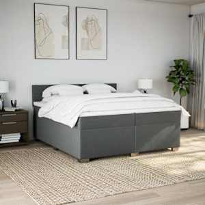 Box spring postel s matrací tmavě šedá 200x200 cm textil - obrázek 3
