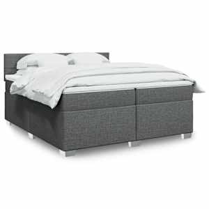 Box spring postel s matrací tmavě šedá 200x200 cm textil - obrázek 1