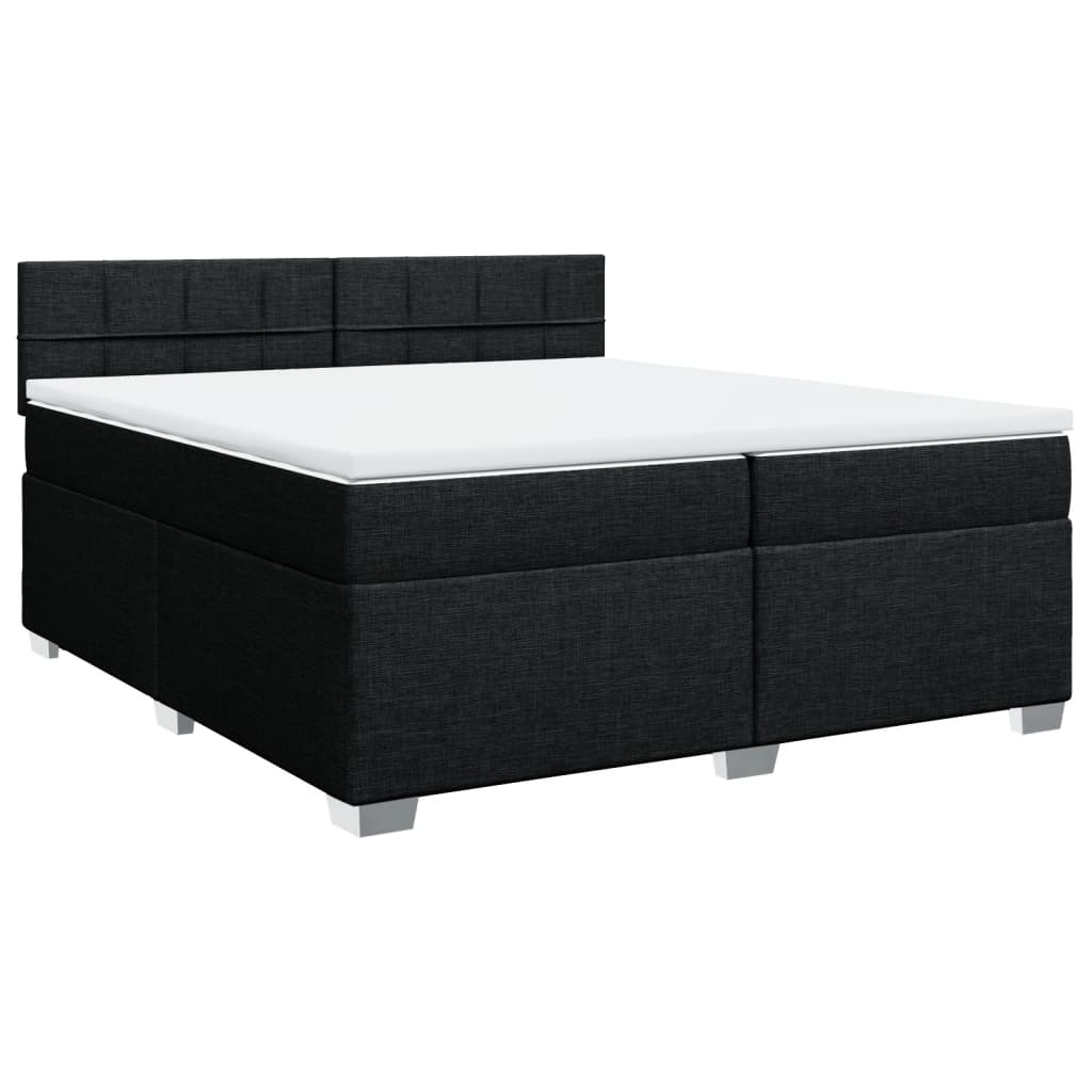 vidaXL Pat box spring cu saltea, negru, 200x200 cm, textil
