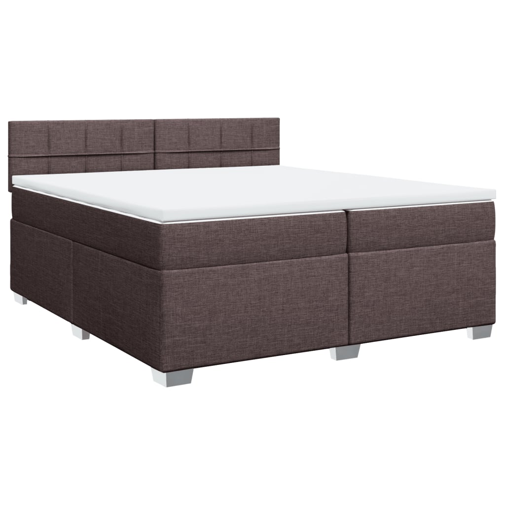 vidaXL Box spring postel s matrací tmavě hnědá 200x200 cm textil