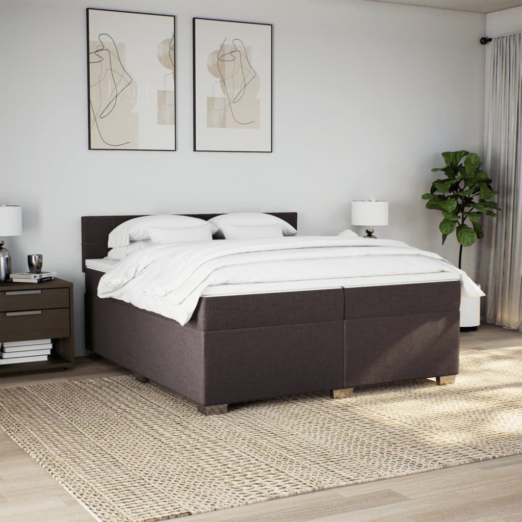 vidaXL Boxspring met matras stof donkerbruin 200x200 cm afbeelding