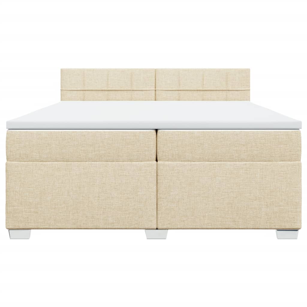 vidaXL Boxspring met matras stof crèmekleurig 200x200 cm, foto 4