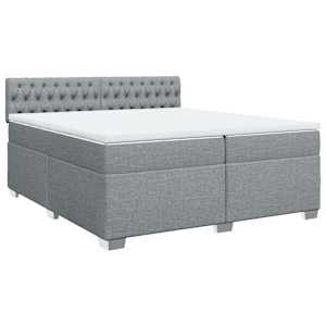 Box spring postel s matrací světle šedá 200 x 200 cm textil - obrázek 2