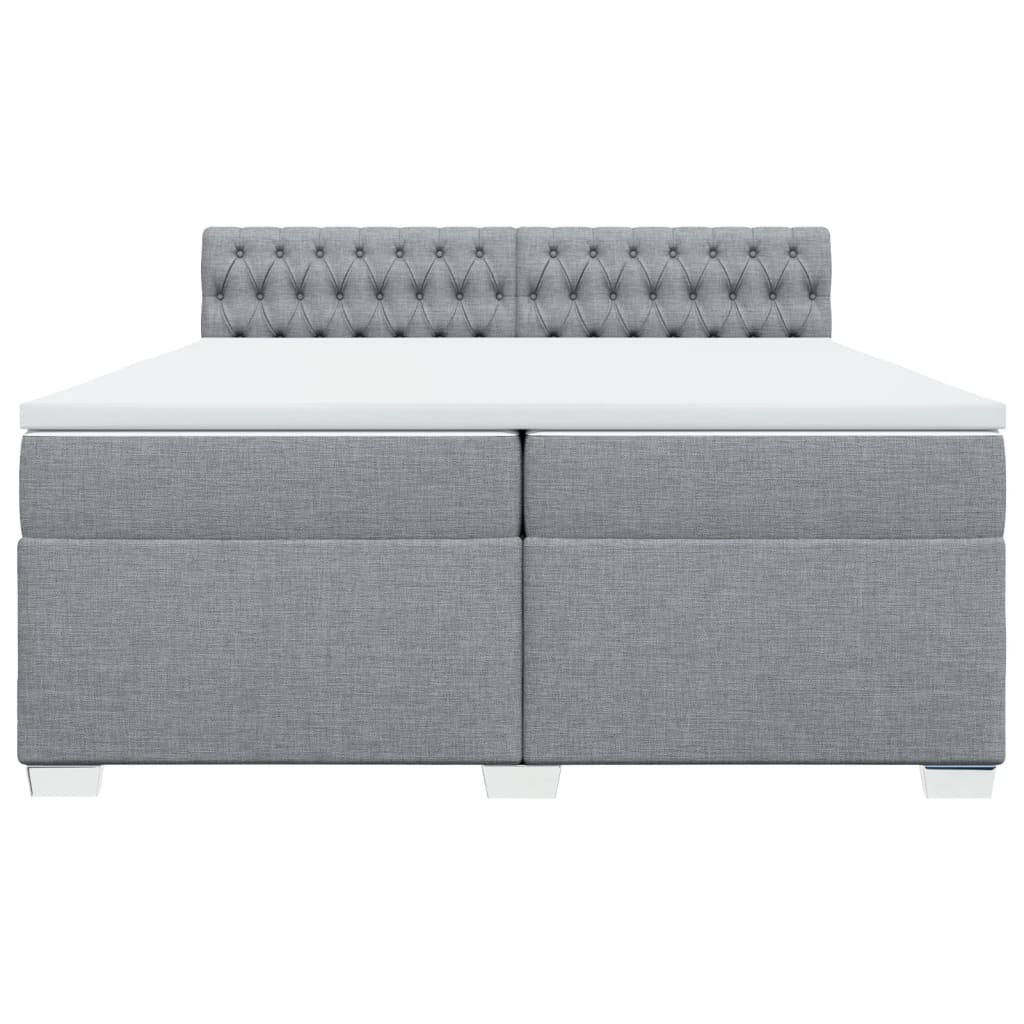 vidaXL Boxspring met matras stof lichtgrijs 200x200 cm grijs, foto 4
