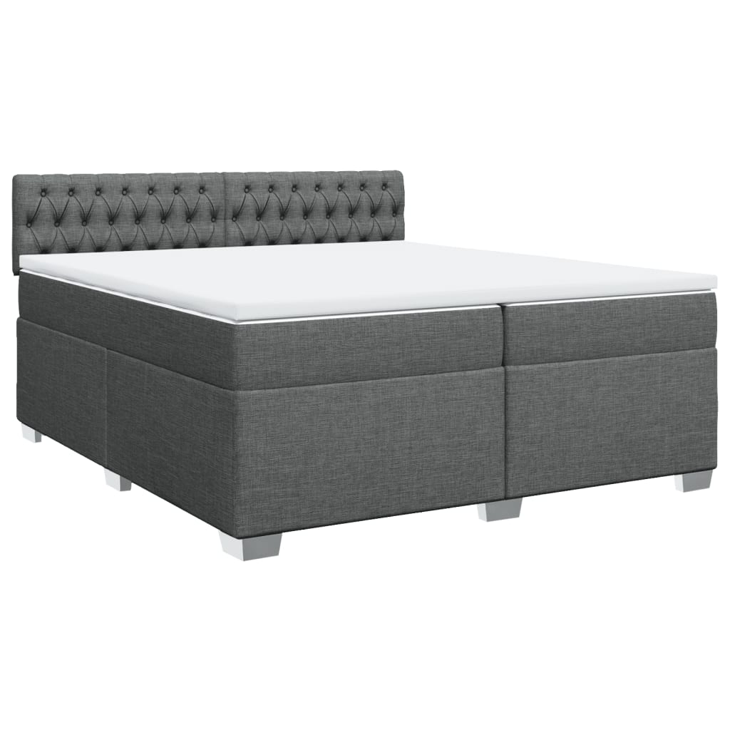 vidaXL Pat box spring cu saltea, gri închis, 200x200 cm, textil