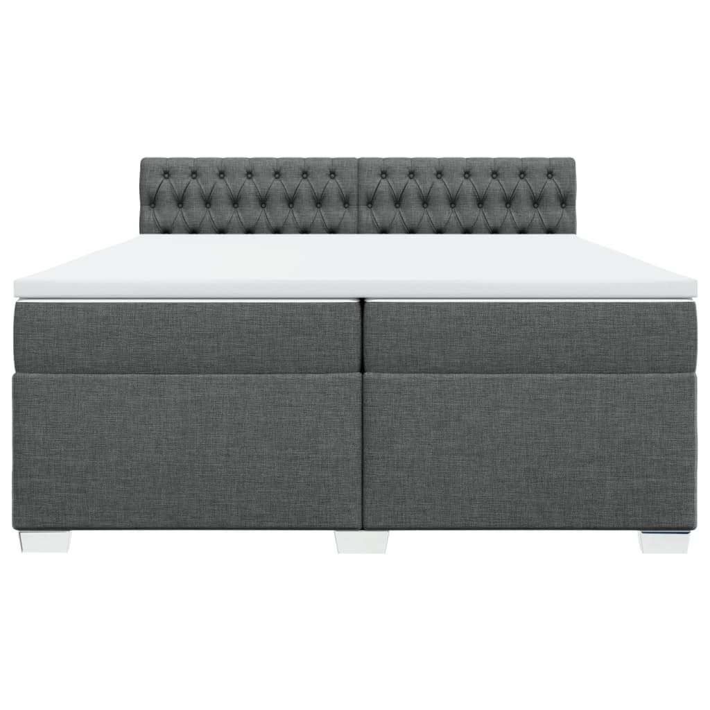 vidaXL Boxspring met matras stof donkergrijs 200x200 cm grijs, foto 4