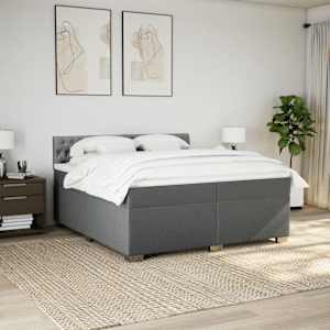 Box spring postel s matrací tmavě šedá 200x200 cm textil - obrázek 3