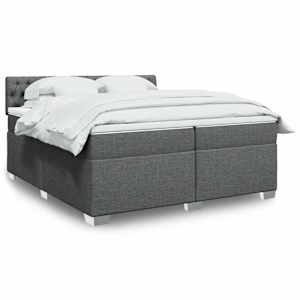 Box spring postel s matrací tmavě šedá 200x200 cm textil - obrázek 1