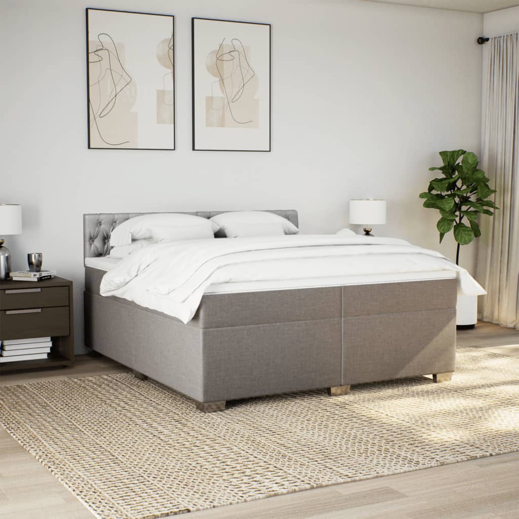 vidaXL Boxspring met matras stof taupe 200x200 cm, foto 2