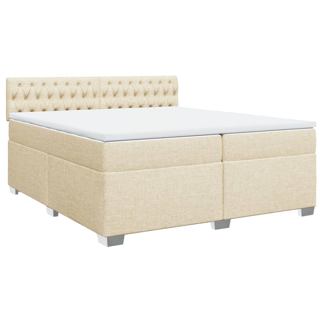 vidaXL Boxspring met matras stof crèmekleurig 200x200 cm, foto 3
