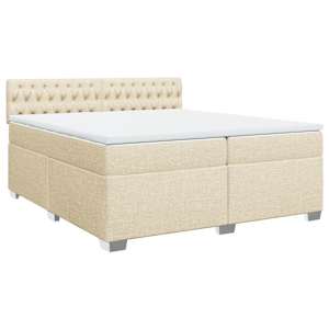 Box spring postel s matrací krémová 200x200 cm textil - obrázek 2