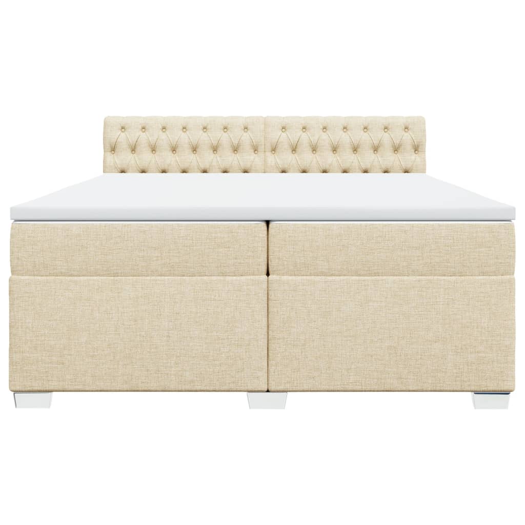 vidaXL Boxspring met matras stof crèmekleurig 200x200 cm, foto 4