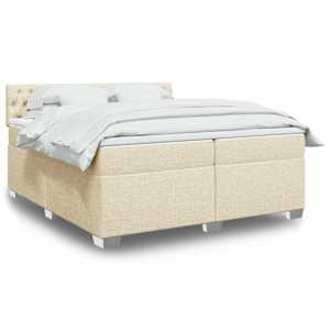 Box spring postelja z vzmetnico krem 200x200 cm blago