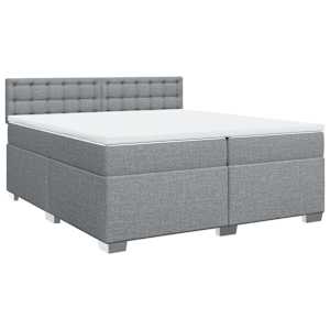 Box spring postel s matrací světle šedá 200 x 200 cm textil - obrázek 2