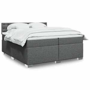 Box spring postel s matrací tmavě šedá 200x200 cm textil - obrázek 1