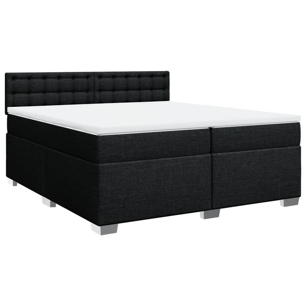 vidaXL Pat box spring cu saltea, negru, 200x200 cm, textil