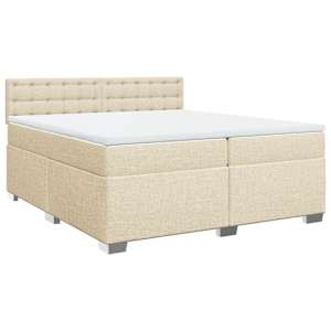 Box spring postel s matrací krémová 200x200 cm textil - obrázek 2