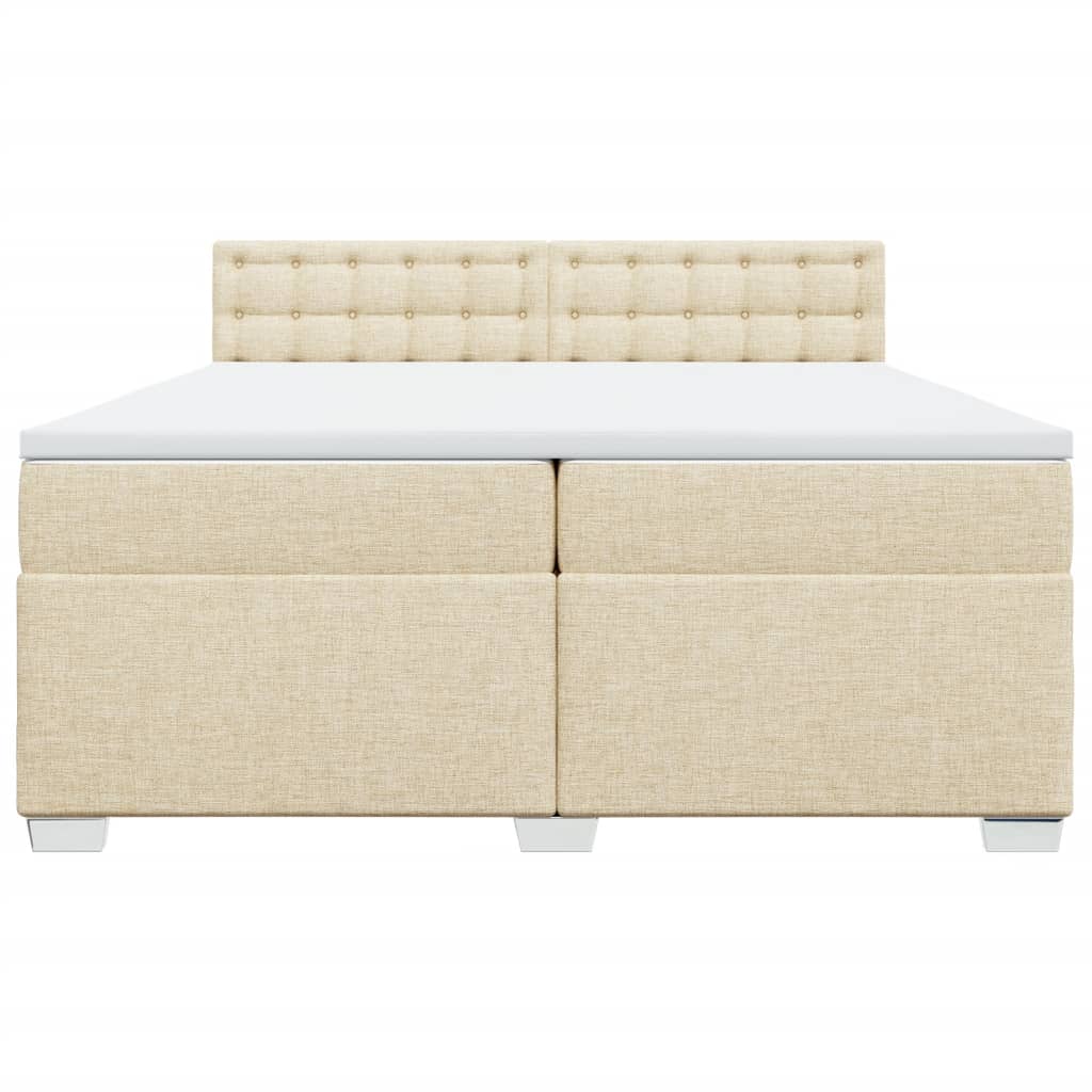 vidaXL Boxspring met matras stof crèmekleurig 200x200 cm, foto 4